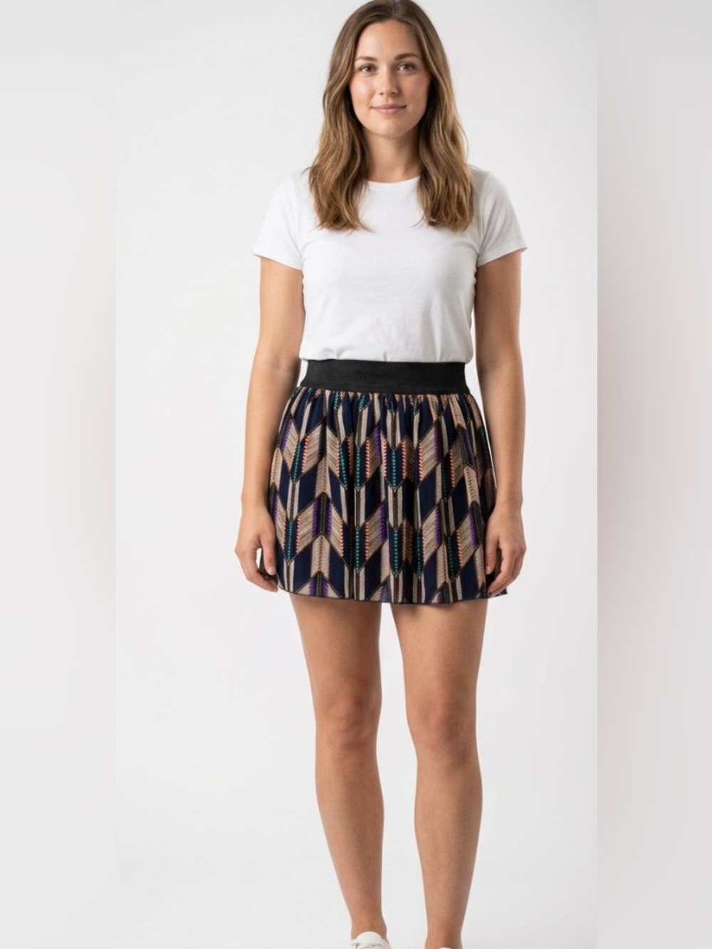 Banana Lemon stretch waist multicolor pull on skirt